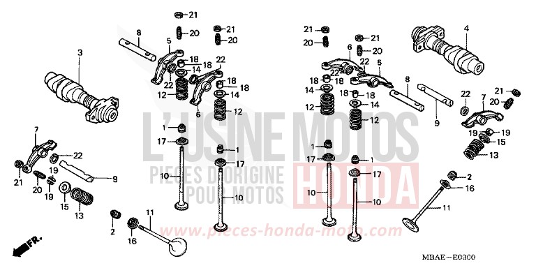 ARBRE A CAMES/SOUPAPE de Shadow Aero REARL SEDONA RED (R223B) 2001